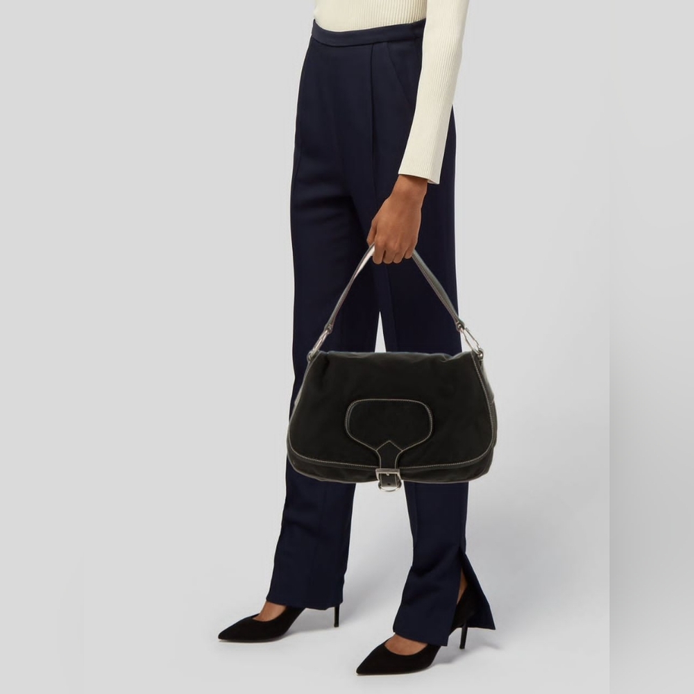Prada Vintage Tessuto Nylon Corsaire Shoulder Bag Black - Picture 7 of 15